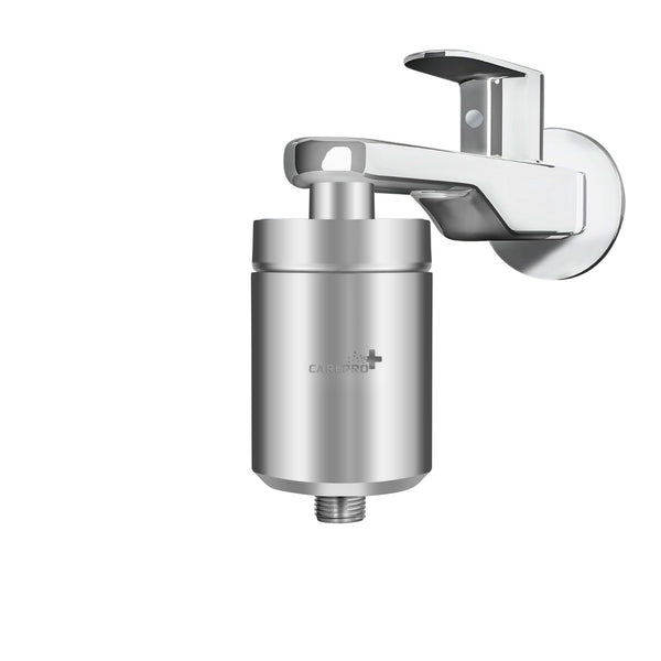 CarePro+ 15-Stage Hard Water Filter for Tap & Shower | Softens Water for Hair, Skin & Nails | Reduces Hair Fall | Removes Impurities | Matt Chrome Finish | With Wrench, Connector & Teflon Tape